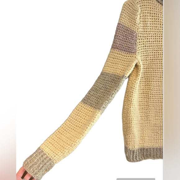 Women’s Vintage Y2K Long Sleeve Knit Crochet Turtleneck Sweater SzS/M - Picture 4 of 12